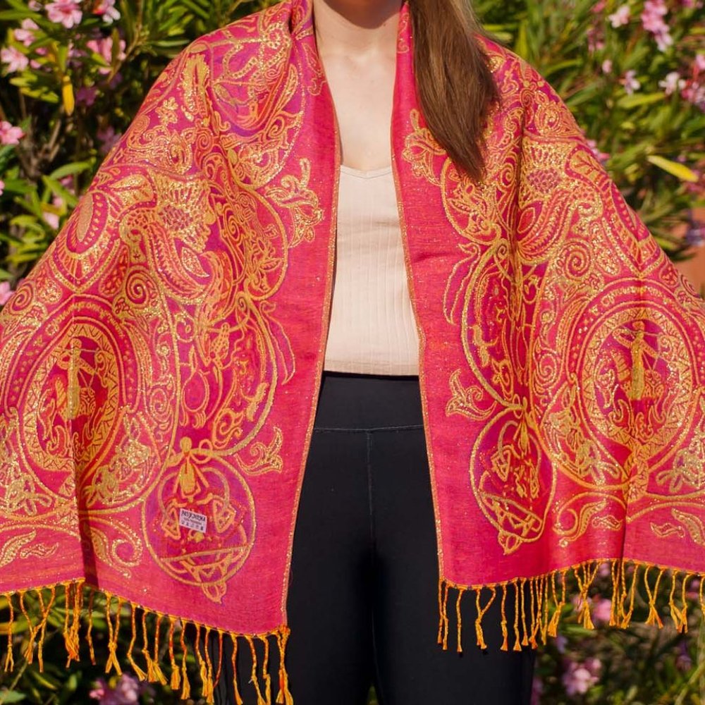 (SOLD) Pink Sacred Shimmery Pashmina